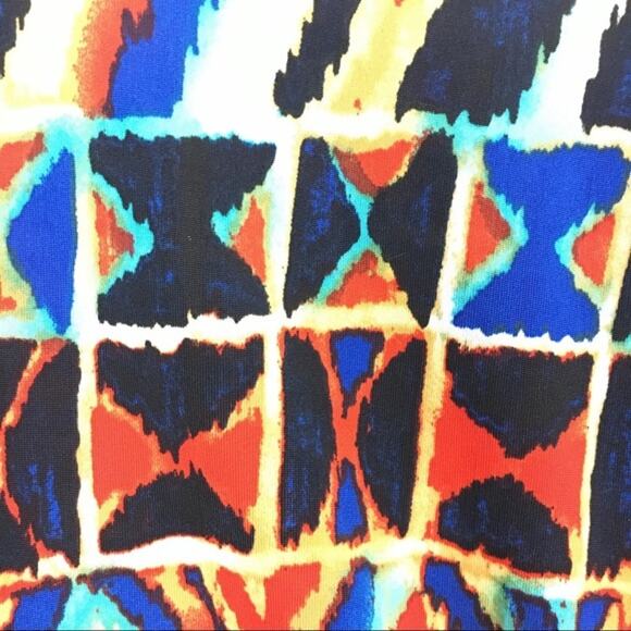 Shelby + Palmer Faux Wrap Boho Ikat Print Sheath Dress 4 Petite - Picture 5 of 12